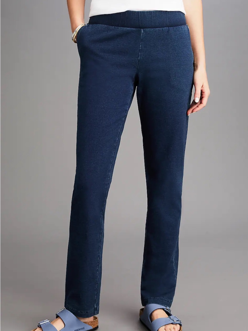 J. Jill PureJill Indigo Slim Leg Cotton Blend Knit Jean Size Small Straight Leg